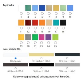 kolory obić,kolor tapicerki,tapicerka,kolor stelaża