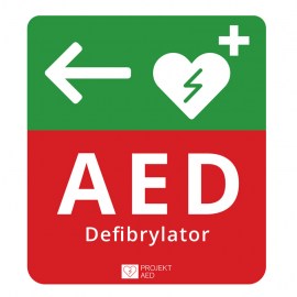 tablica kierunkowa do AED, tablica AED w lewo