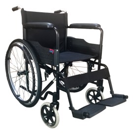 Standardowy wózek inwalidzki stalowy BME4611,wózek inwalidzki,stalowy,obciążenie,koła,podłokietniki,czarny,wózek Reha Fund,wózek rehafund,wózek dla inwalidy
